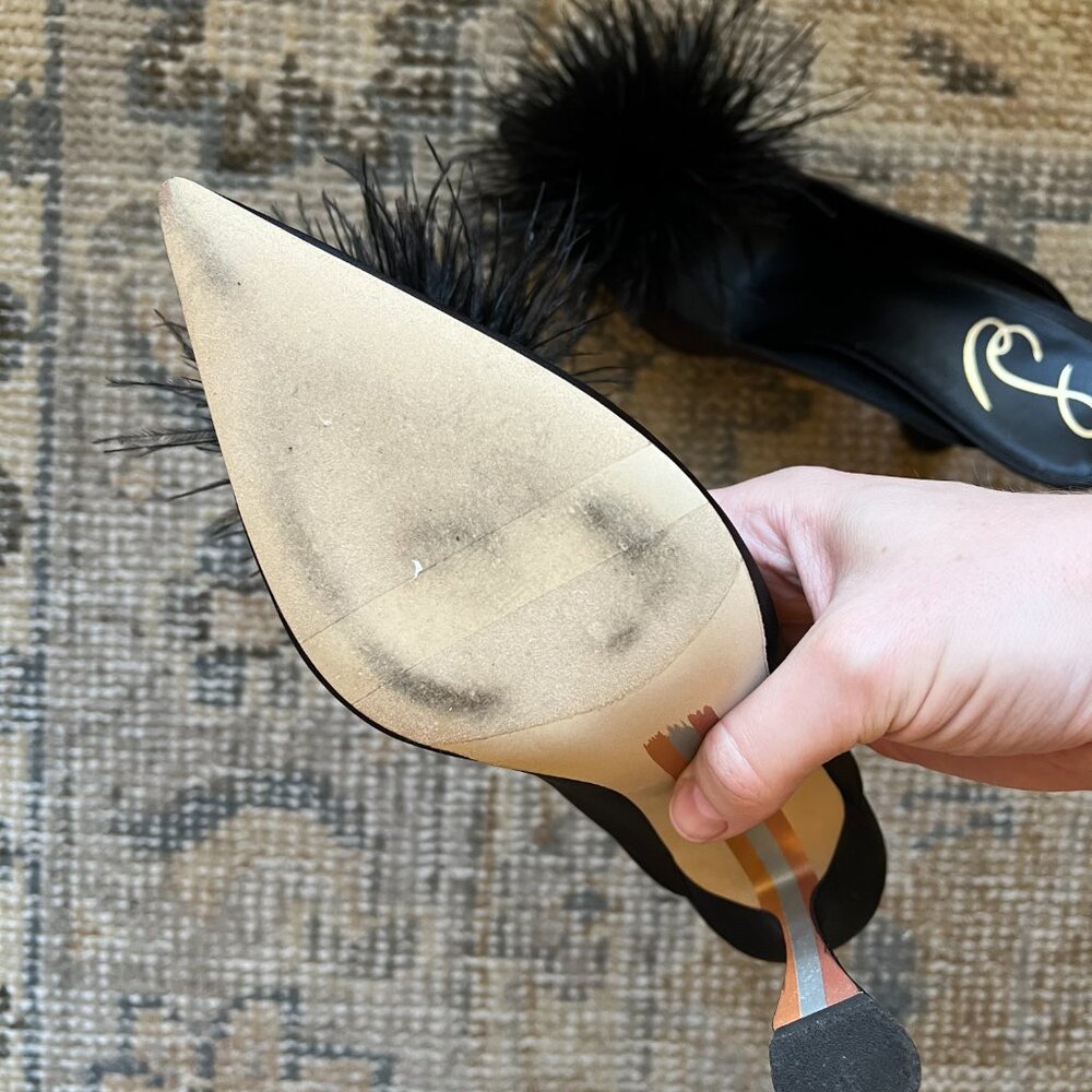 Sam Edelman Black Feather Mule Heels - Picture 4 of 4